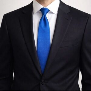 JOS. A. BANK Mens Blue Solid Hand Sewn Silk Twill Tie LONG Classic 60"x3.5"